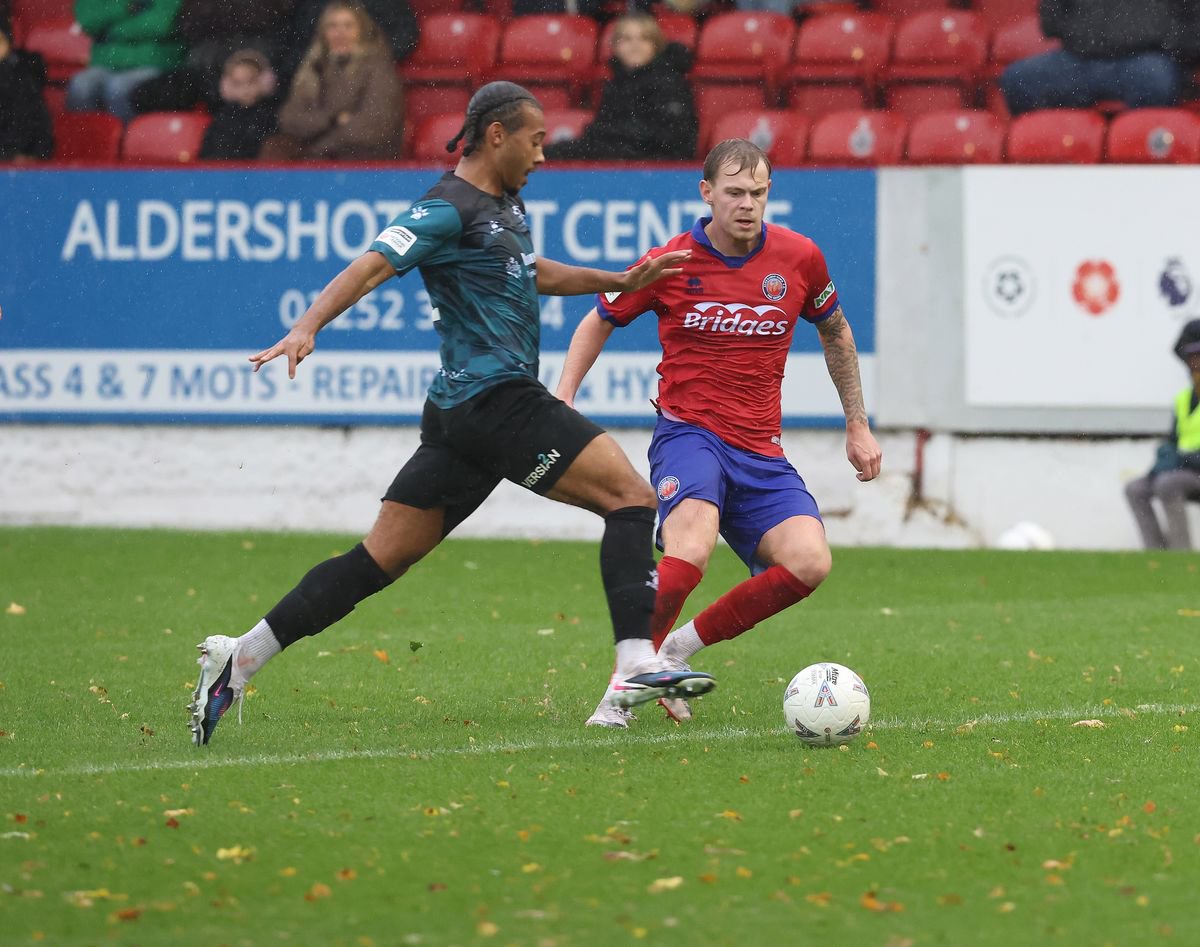 Action from Aldershot Town's defeat to Wealdstone (Photo by Ian Morsman) 