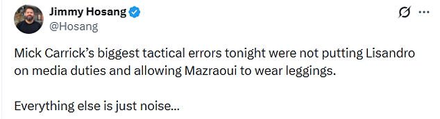 Manchester United fans took to X to air their displeasure at Mazraoui's choice of accessory