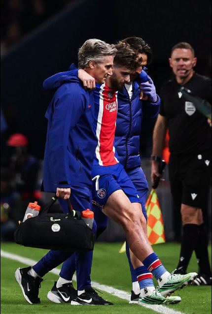 Paris Saint-Germain winger Khvicha Kvaratskhelia got injured against Barcelona on Tuesday, October 20, 2026. PHOTO/https://www.facebook.com/PSG