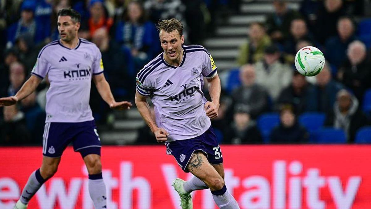 Dan Burn in action for Newcastle against Everton