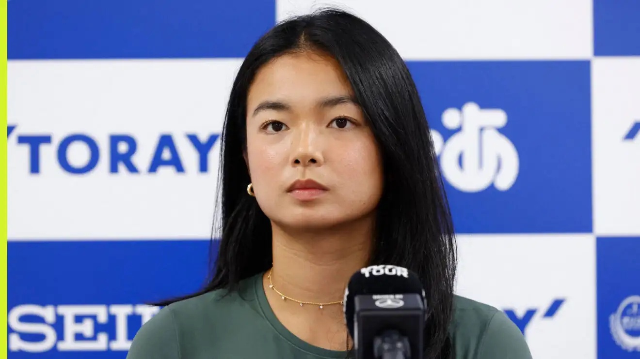 Pictured: Alex Eala attends a press conference
