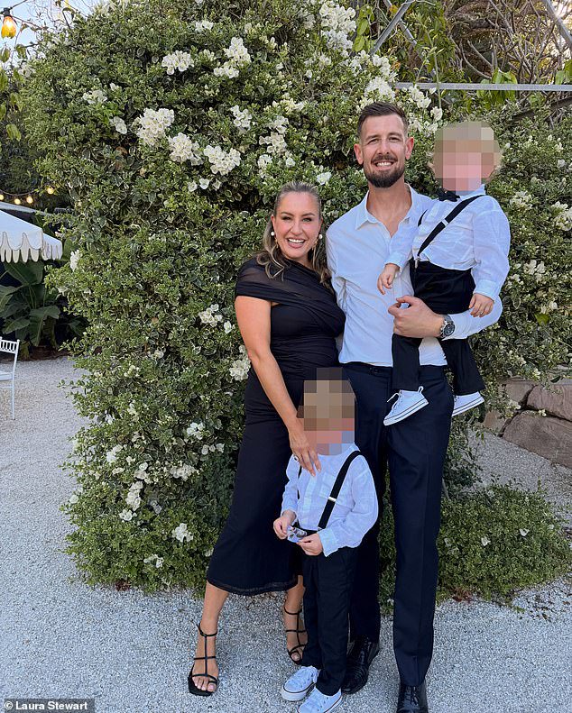 Stewart's wife Laura posted a heartbroken tribute to the player on her social media the following day alongside of a posed family photo with their two sons