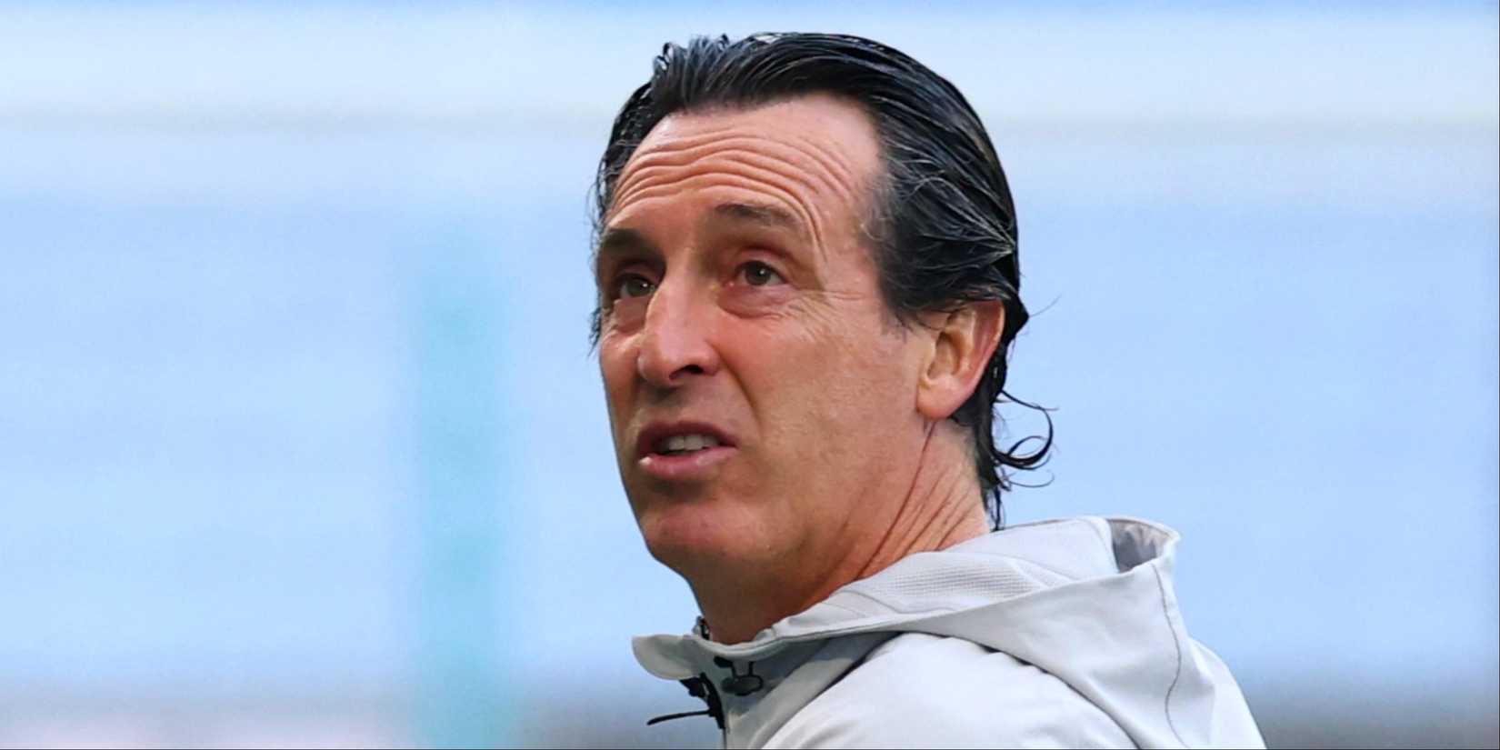 Aston Villa manager Unai Emery looks on