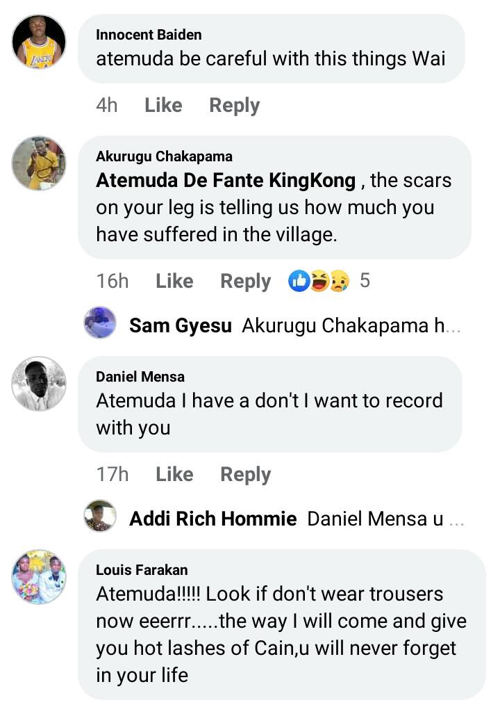 "Too many scars"- Ghanaians Blast Atemuda for Joining No jeans challenge (photos)