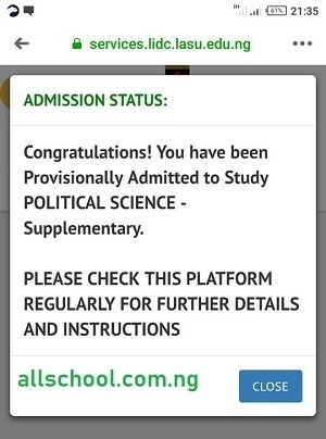 lasu supplementary admission list