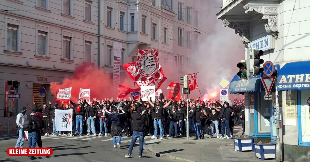 Grazer Derby: Böllerwürfe der Fangruppen zwischen GAK und Sturm
