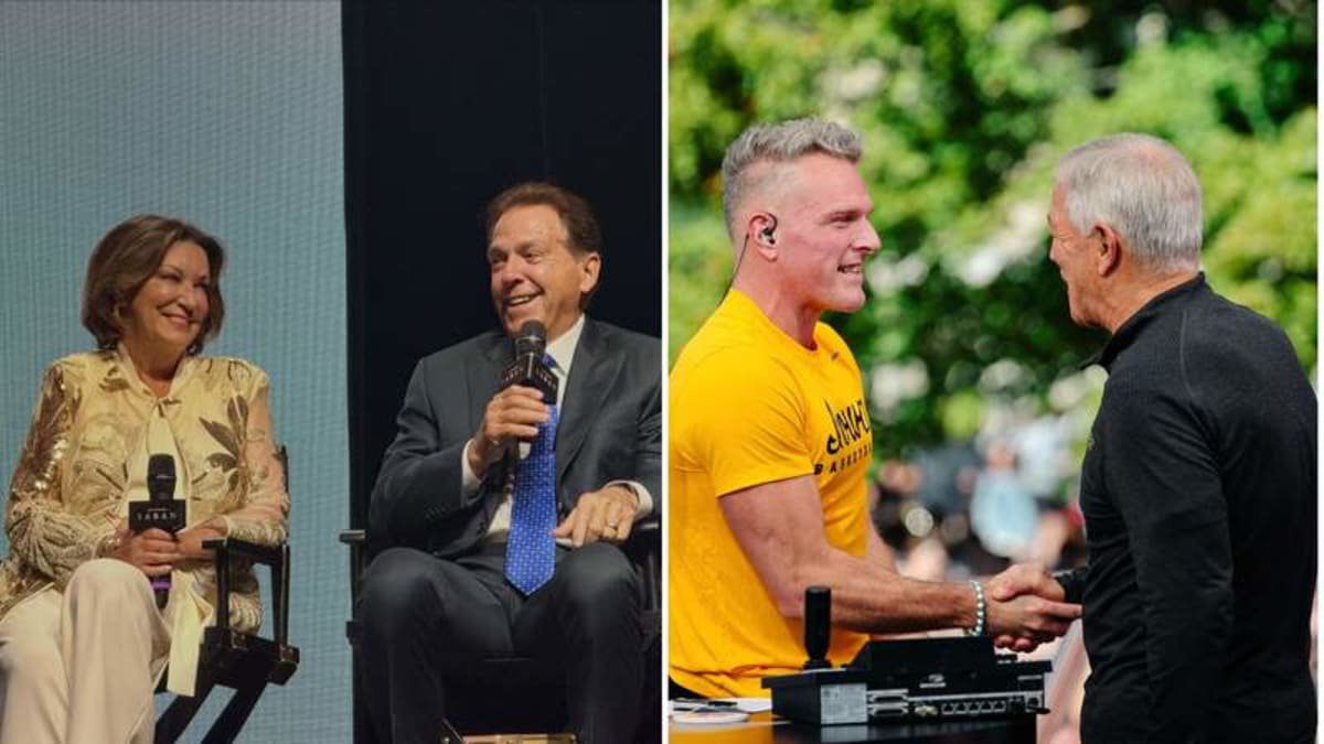Nick Saban and Pat McAfee © Instagram/kristennsaban and Instagram/theiowahawkeyes