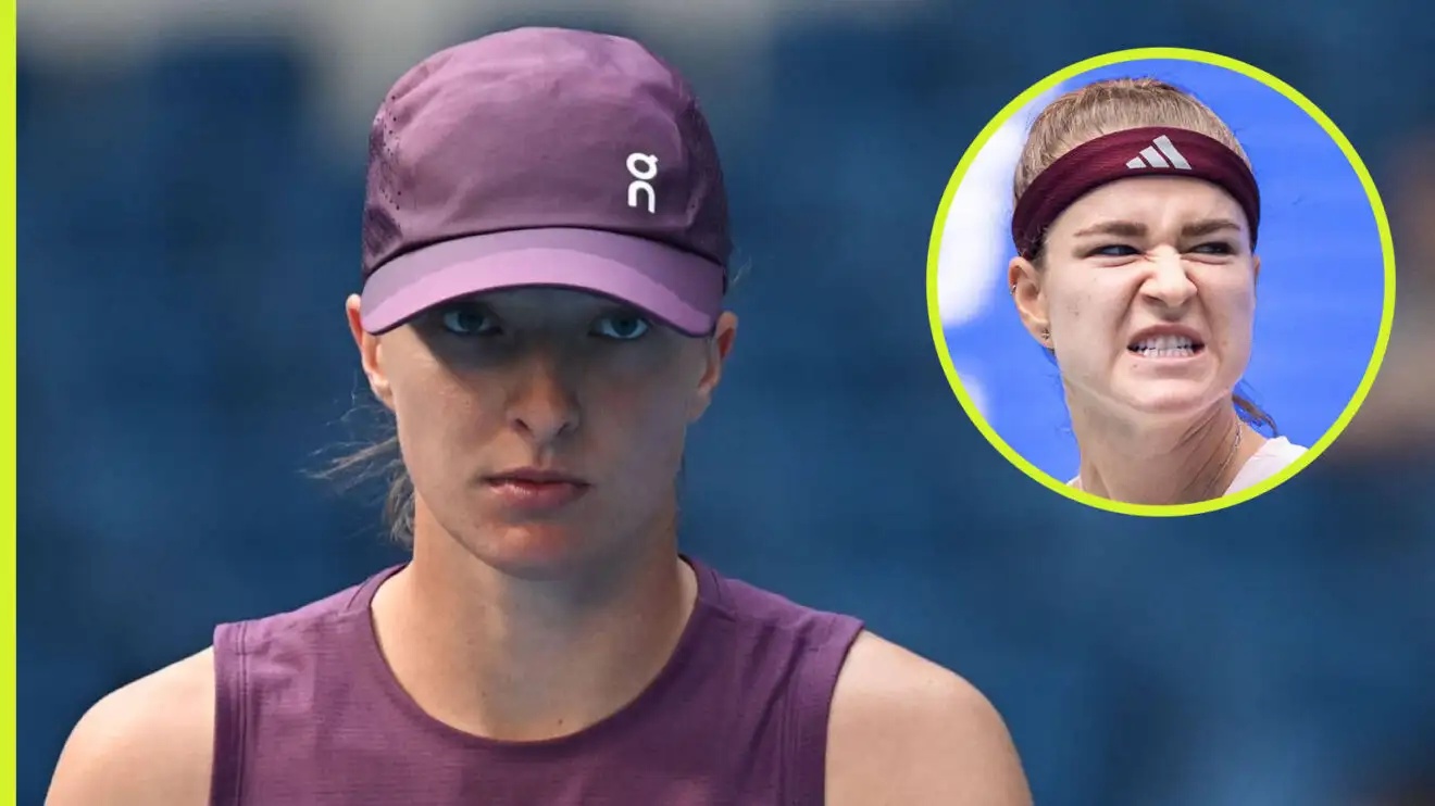 Pictured: Iga Swiatek with inset of Karolina Muchova