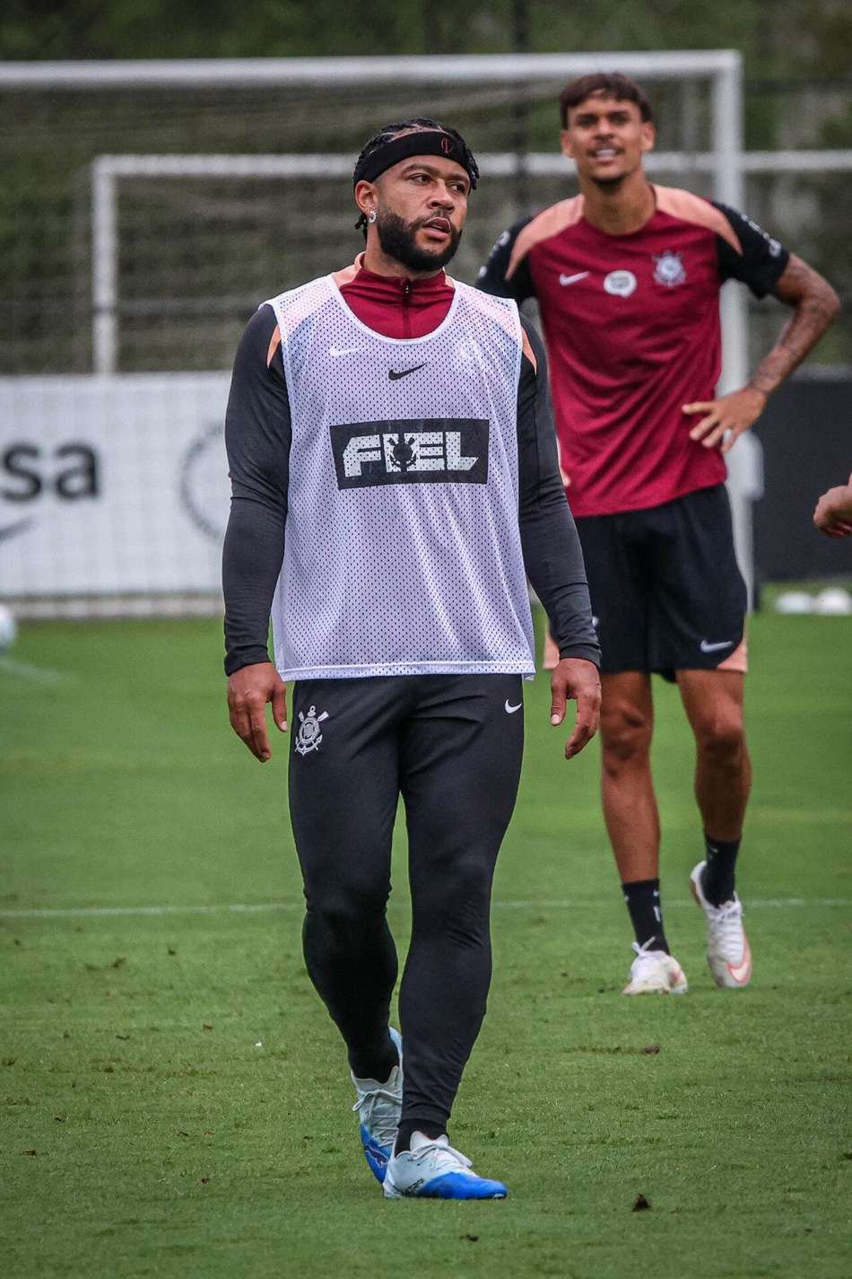 Memphis Depay, durante treinamento do Corinthians realizado no CT (Centro de Treinamento) Dr. Joaquim Grava, nesta quarta-feira (14), marcando o primeiro treino sob a direção técnica de Clarence Seedorf.