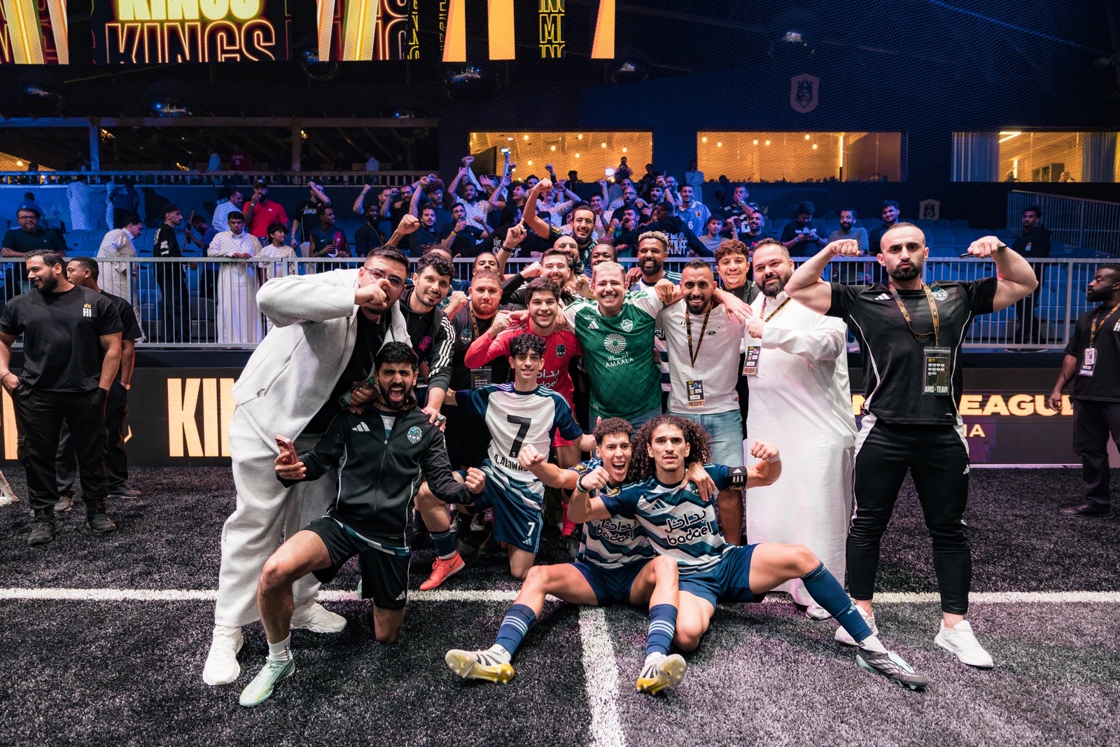 Jordan’s 3BS celebrate beating Saudi Arabian defending champions DR7 in Kings League MENA quarter-finals. (Supplied)