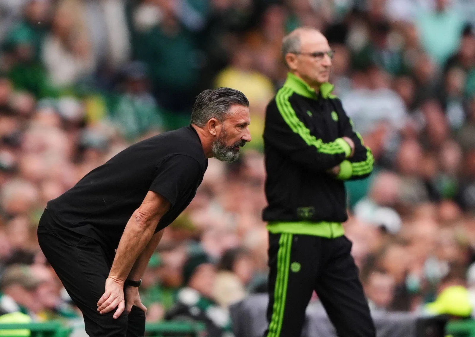 Celtic manager Martin O'Neill and Derek McInnes