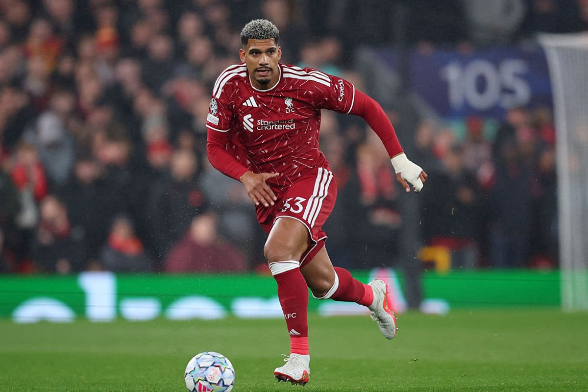 LIVERPOOL, ENGLAND - OCTOBER 20: Ronald Araujo of Liverpool controls the ball during the UEFA Champions League 2026/27 League Phase MD3 match between Liverpool FC and Villarreal CF at Anfield on October 20, 2026 in Liverpool, England. (Photo by Ed Sykes/Sportsphoto/Allstar via Getty Images)