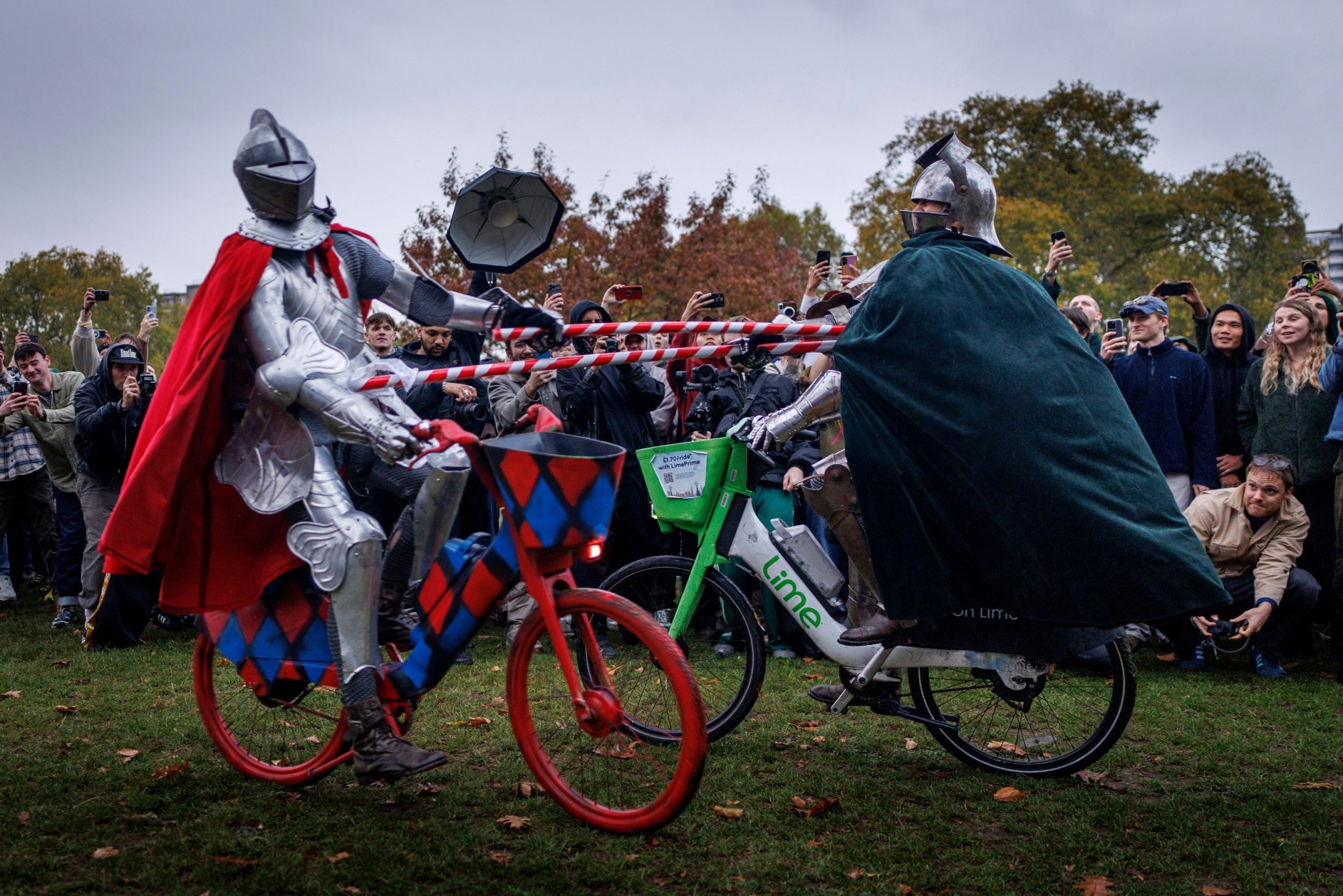 A duel on Lime bikes at London Fields on Oct 17