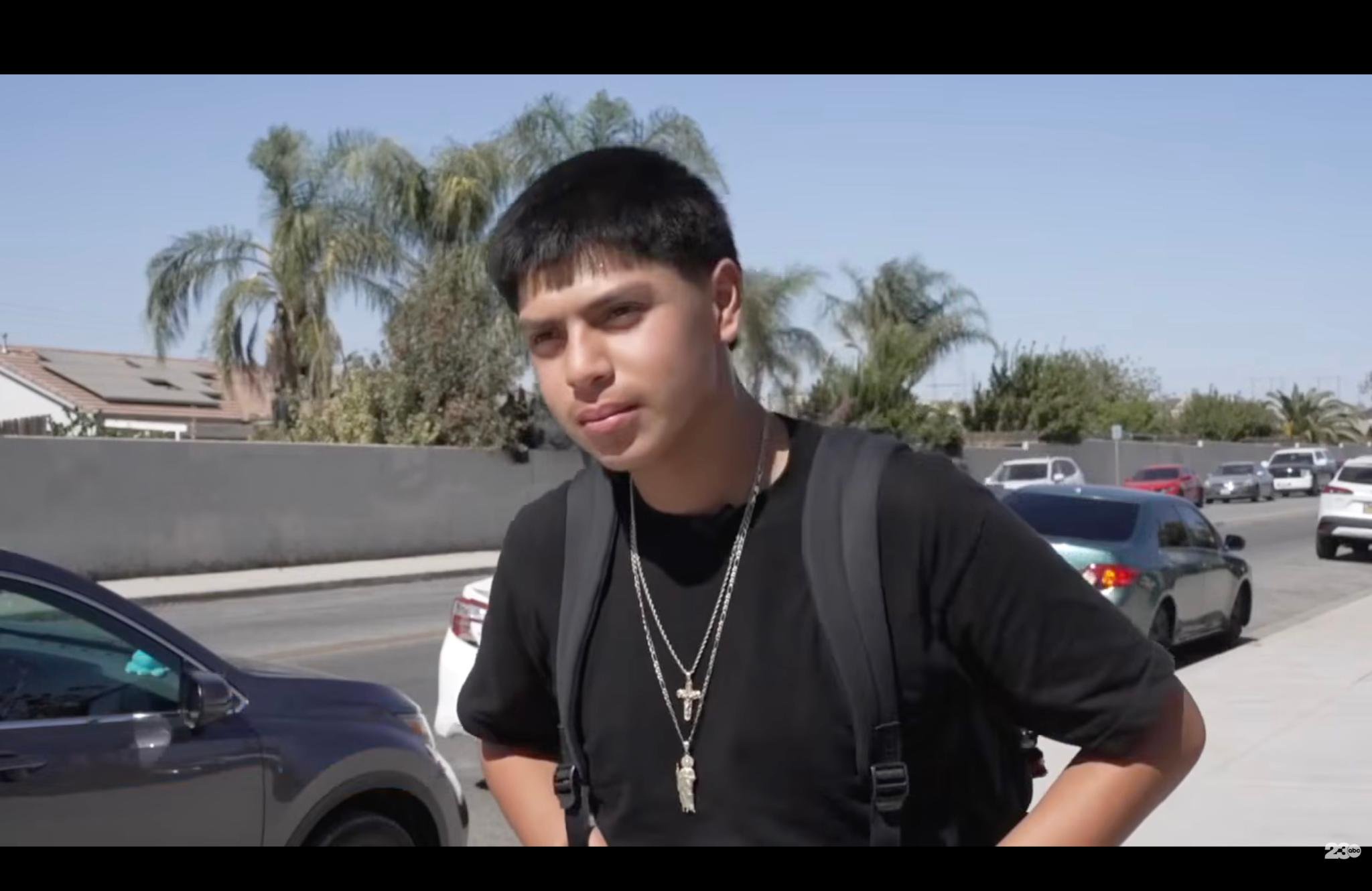 Foothill High School team kicker Rolando Correa standing outdoors.