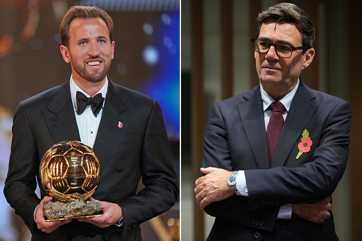 Harry Kane and Prime Minister Andy Burnham