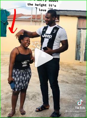 Don't worry about the height, Its love: Reaction as video of a lady and her boyfriend pops up