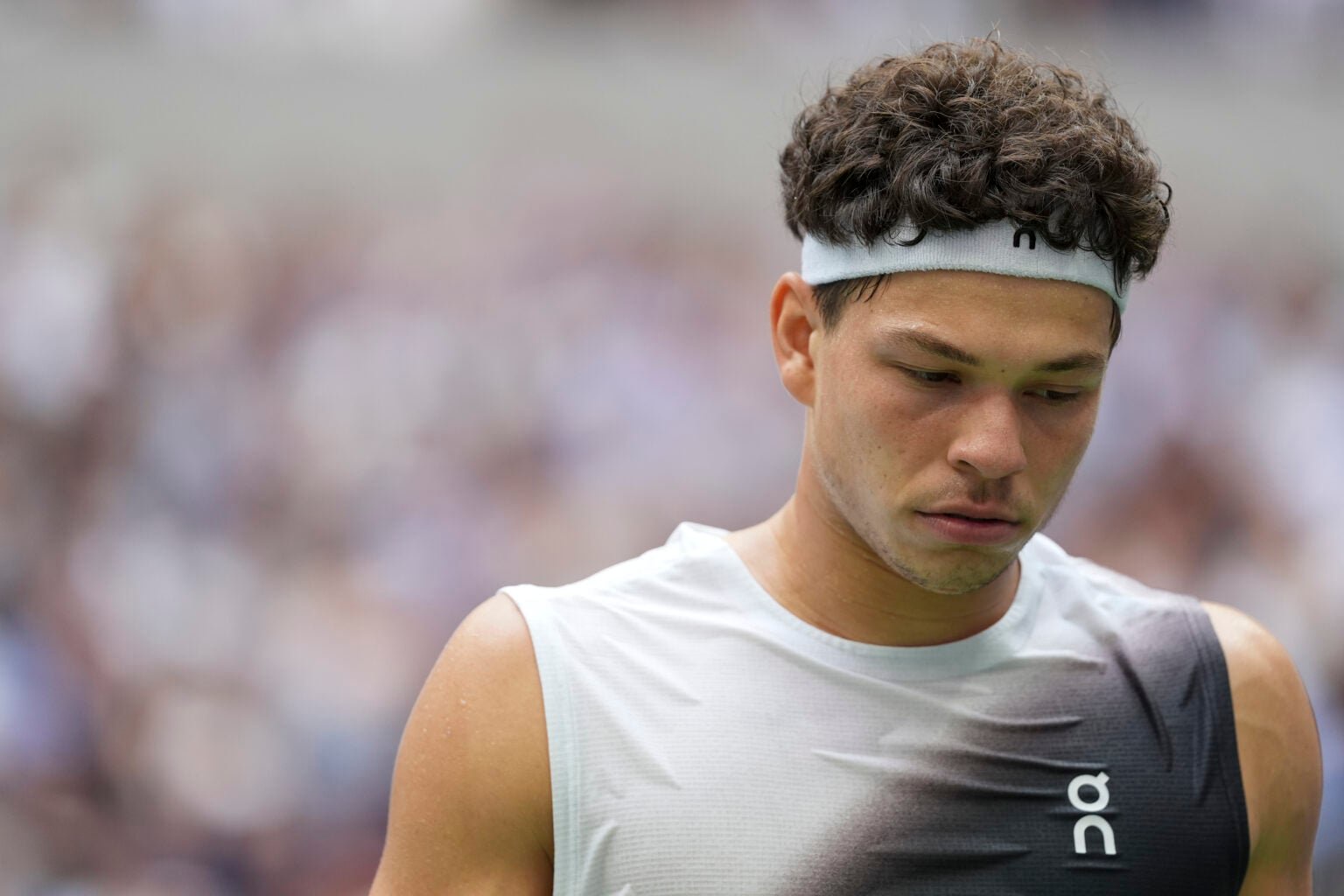 Ben Shelton looks down at the US Open.