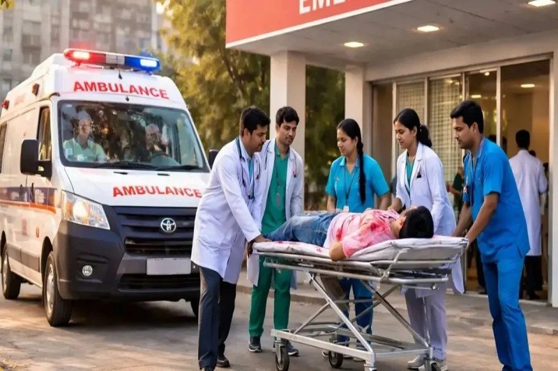 लखनऊ के अस्पतालों में घायलों की भीड़,आंखों की चोट के कई मामले (फोटो सोर्स : AI)