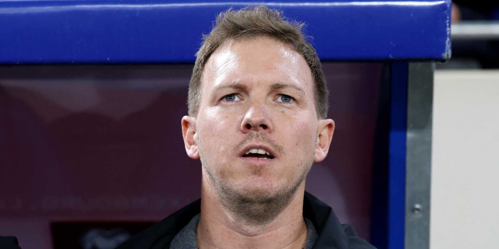 Germany coach Julian Nagelsmann singing the national anthem