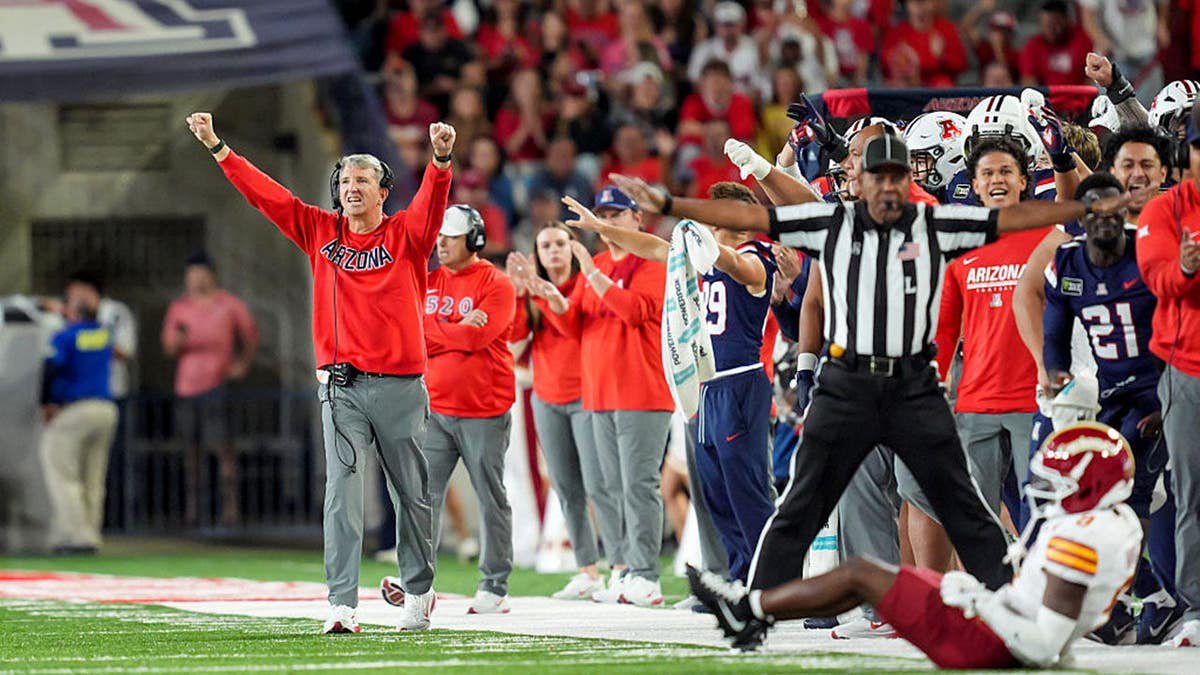 Brent Brennan reacts on the sideline during a game at Casino Del Sol Stadium.