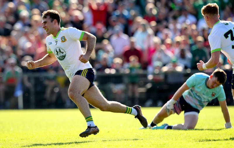 Seán Coffey celebrates scoring for Meath against Mayo in June. In August he suffered an ACL injury. Photograph: Ryan Byrne/Inpho