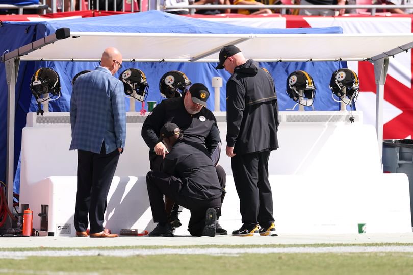 McCarthy being seen to before entering the blue tent