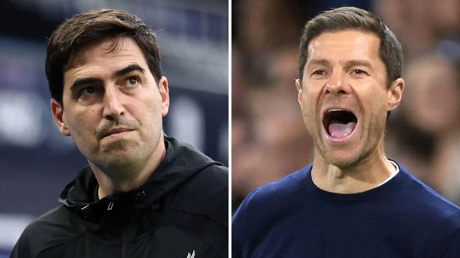 Split image of Liverpool manager Andoni Iraola and Chelsea manager Xabi Alonso - copyright TEAMtalk