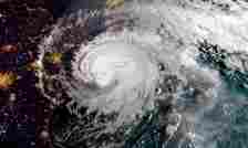 Hurricane Florence as the storm made landfall near Wrightsville Beach, North Carolina, on September 14, 2018