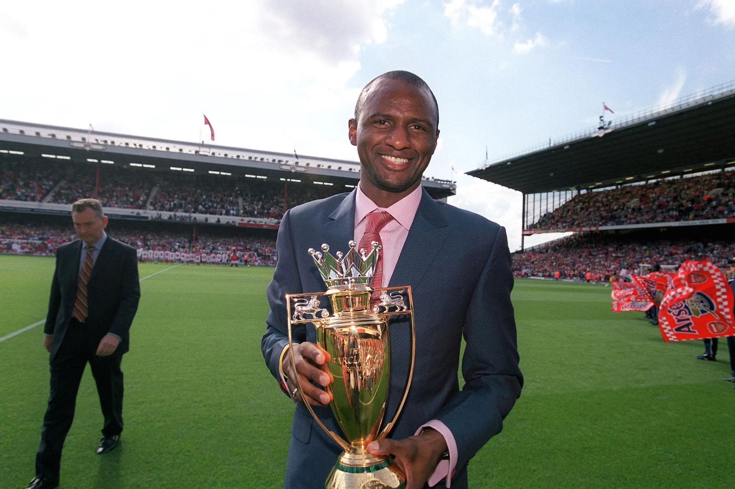 Patrick Vieira with his golden Premier League trophy.