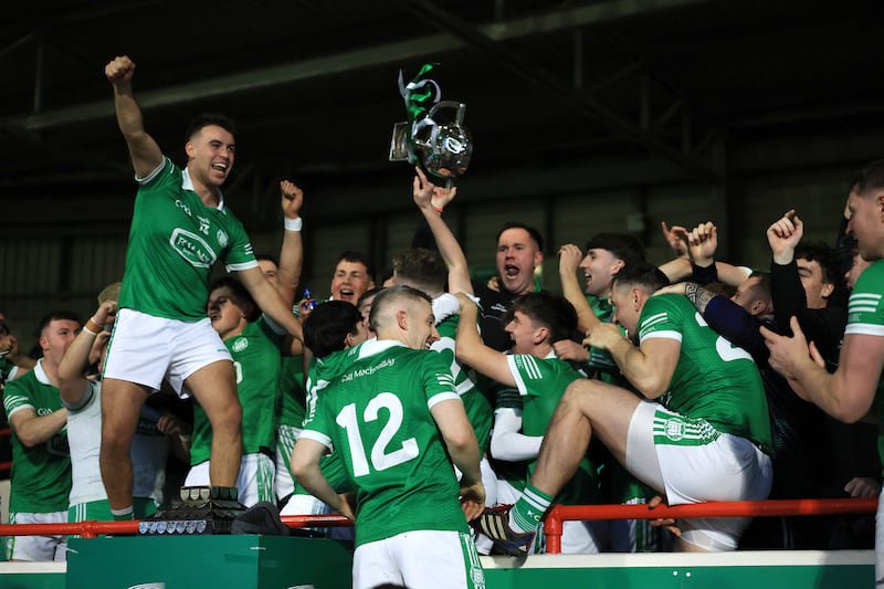 Kilmallock players celebrate with the cup. 
Photograph: Bryan Keane/Inpho