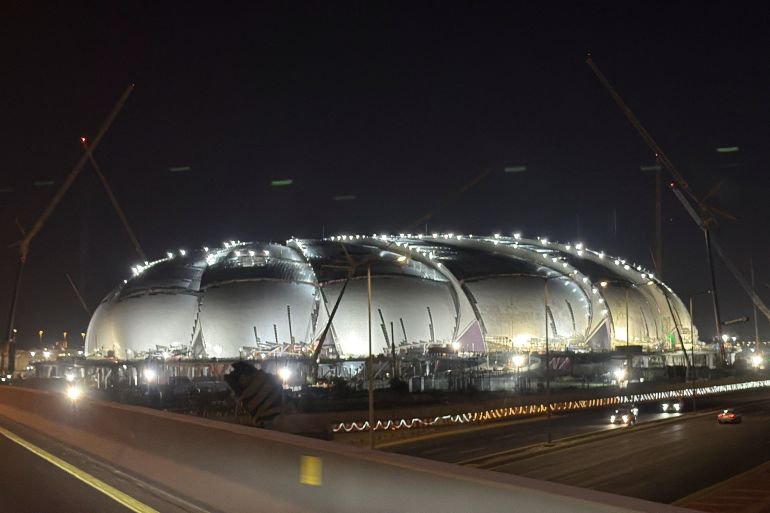 Construction work continues at Aramco Stadium, one of the main stadiums set to host the 2027 AFC Asian Cup, in Khobar, Saudi Arabia