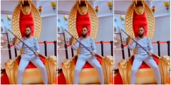 Rev Obofour sets huge record by using cobra as throne in his church
