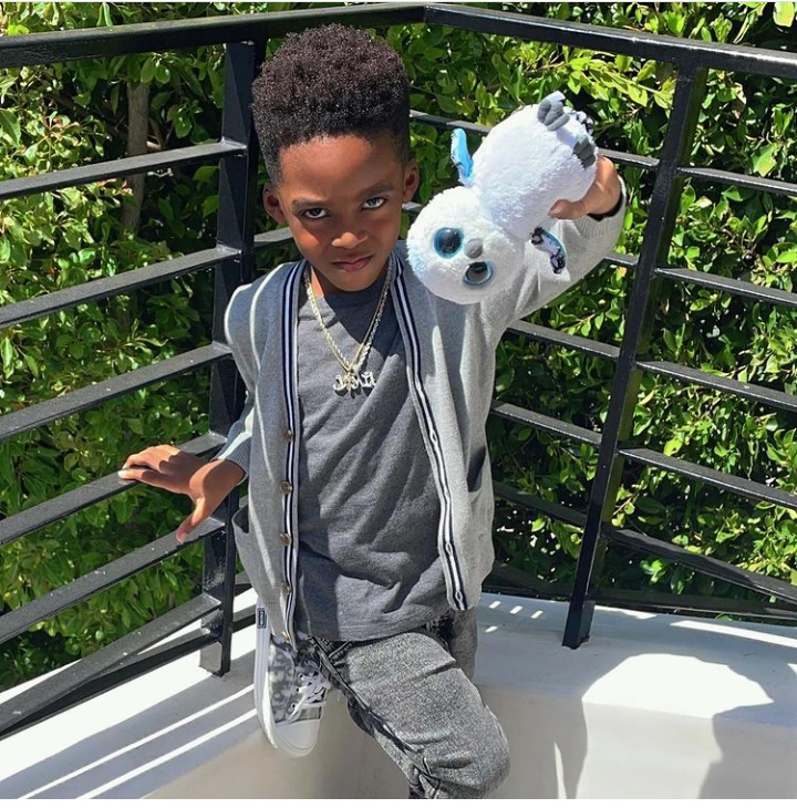 Tiwa Savage's son, Jamil looks cute rocking his afro (Photos)