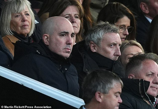 United's fans turned on the club's hierarchy as Bournemouth extended their lead (pictured - CEO Omar Berrada and director of football Jason Wilcox),  but continued to support Carrick
