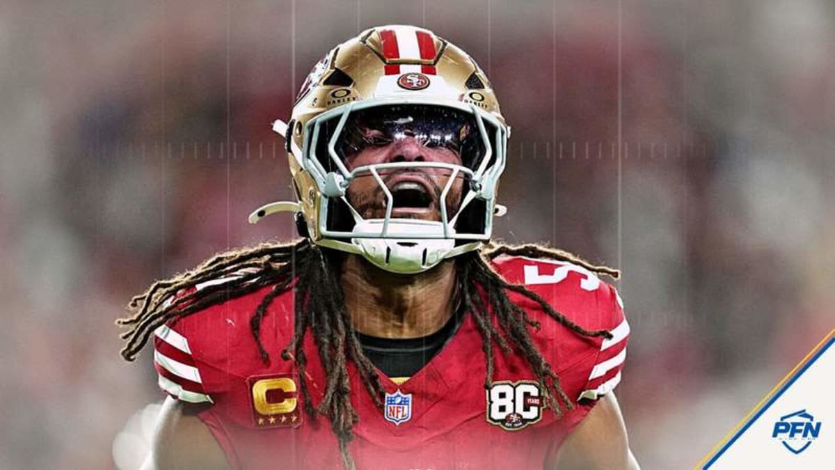 NFL World Reacts to Refs Picking Up Flag After 49ers Star Fred Warner’s Controversial Hit. Credit: IMAGN IMAGES via Reuters Connect