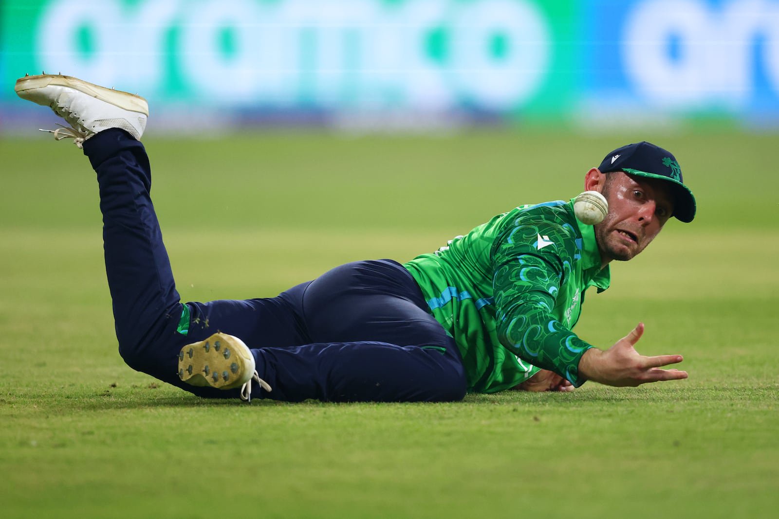 Ireland's Ross Adair drops a catch during the T20 World Cup match against Sri Lanka in Colombo on Sunday. Photograph: Robert Cianflone/Getty