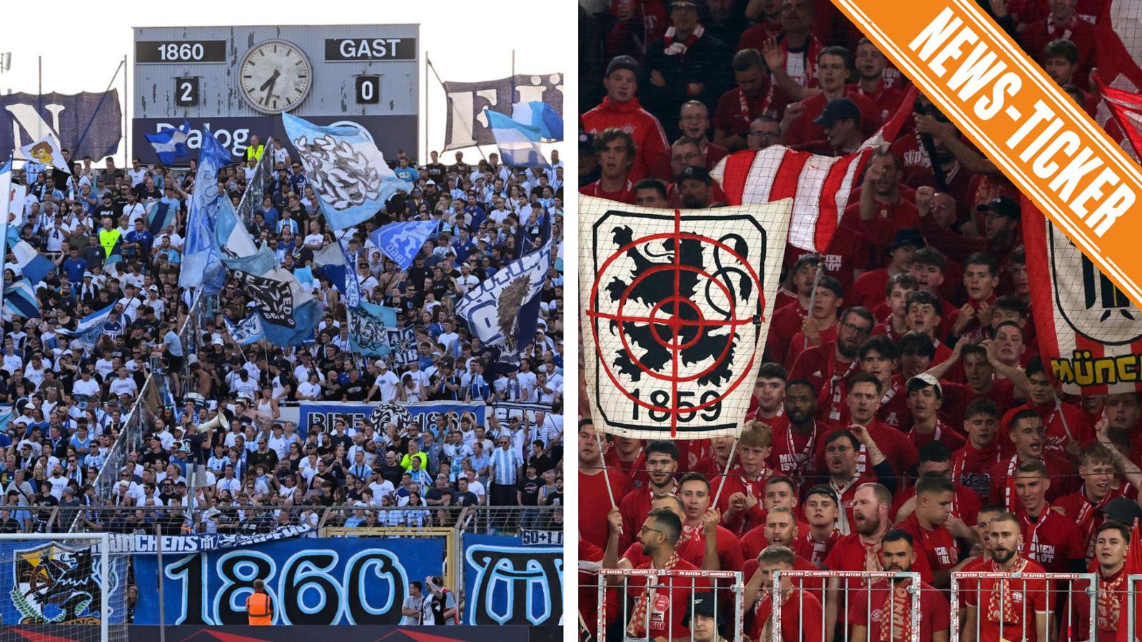 Die Fans des TSV 1860 München und des FC Bayern stimmen sich auf das Lokalderby ein.