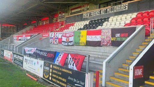 A photo of a stand at FC United of Manchester's Broadhurst Park stadium