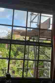 The scaffolding blocking the view from Gill's bedroom window