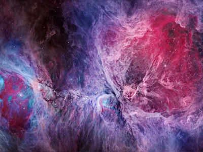 The Orion Nebula in visible and infrared light