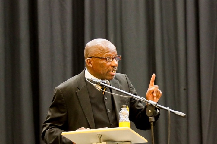 JOHANNESBURG, SOUTH AFRICA - DECEMBER 02: Ntsie Maphike (Soccer legend) at the funeral service of ex-South Africa International footballer Papi Khomane,Rita Khomane and Norman Nkosii at Johannesburg University Soweto Campus on December 02, 2023 in Johannesburg, South Africa. The former football legend, his mother and uncle tragically passed away in a caraccidentwhile travelling to funeral in KwaZulu-Natal (Photo by Gallo Images/Fani Mahuntsi)