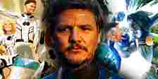 Pedro Pascal as Reed Richards with the Future Foundation, Reed Richards and Doctor Doom in Marvel Comics