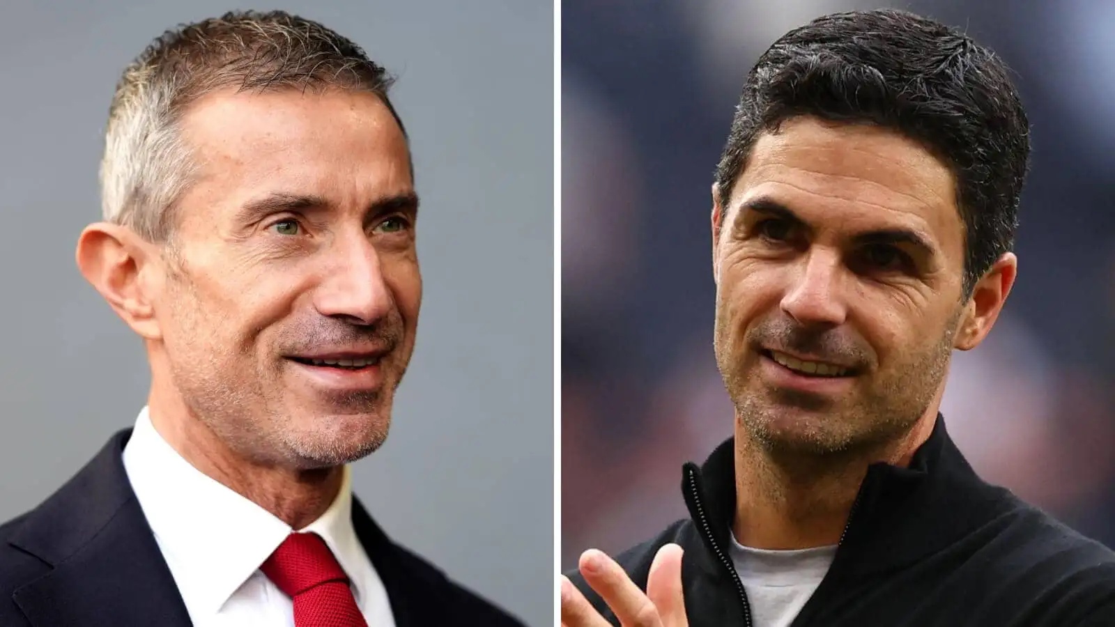 Split image Arsenal duo Andrea Berta and Mikel Arteta - copyright TEAMtalk