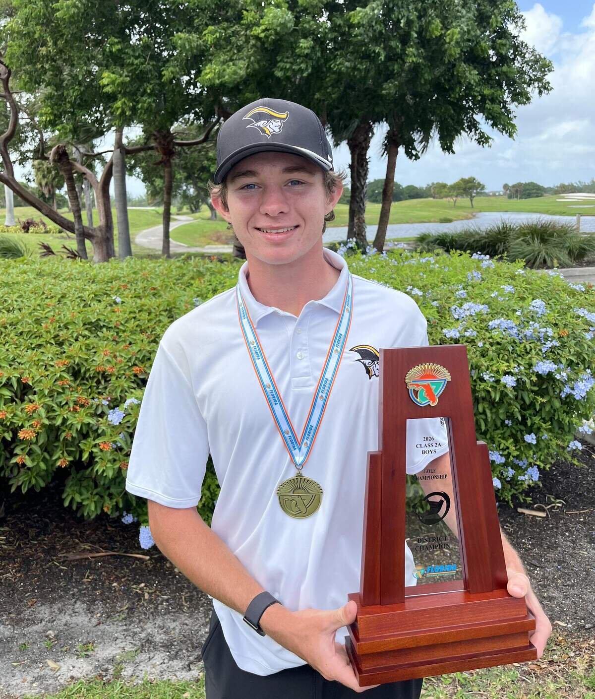 District champion Nate Burkhalter of the district champion American Heritage-Plantation boys’ golf team.