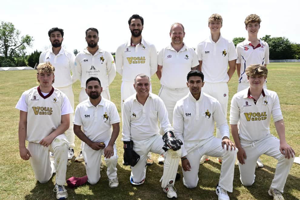 The Nassington team before their win over Bretton. Sohail Hayat is second right on the front row. Also pictured are: Matt Blakeley, Harry Kinnear, Asif Ali, Toby Green, Hassnain Shabbir, Keith Markham, Imran Maqbool, Jack Echezarreta, Mohammad Moneeb, Angus Hammond-Chambers