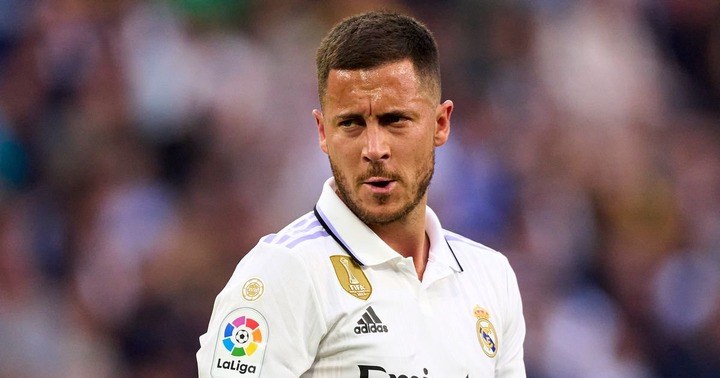 MADRID, SPAIN - APRIL 02: Eden Hazard of Real Madrid CF runs with the ball during the LaLiga Santander match between Real Madrid CF and Real Valladolid CF at Estadio Santiago Bernabeu on April 02, 2023 in Madrid, Spain. (Photo by Diego Souto/Quality Sport Images/Getty Images)