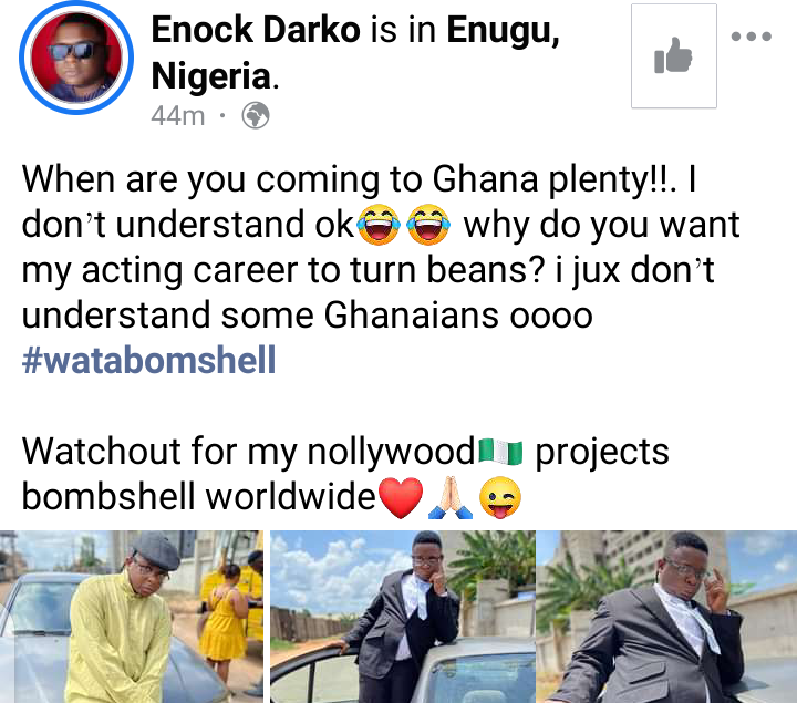 "If i come to Ghana my acting career will end"- Enoch Darko