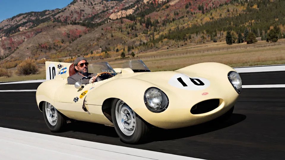 Driving a 1956 Jaguar D-Type.