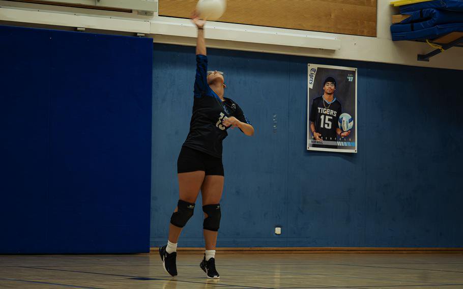 Amyia Moton serves.