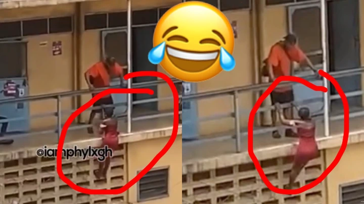 Akosua SpidermanðŸ˜‚ Accra Technical University student climbs building to see her boyfriend (video) 1